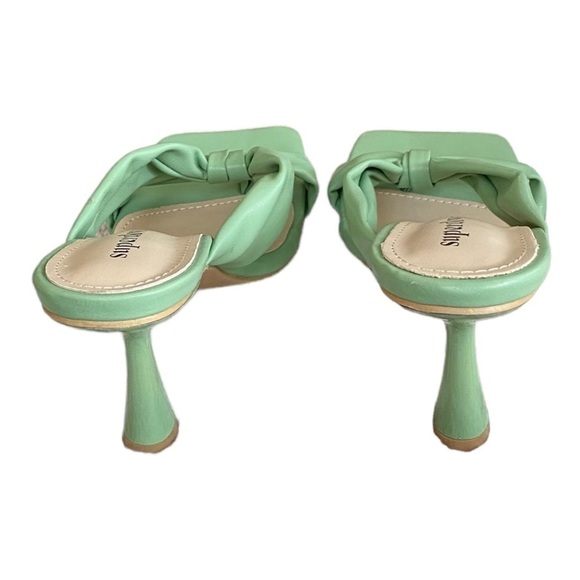 NEW Superdown Heeled Sandal Dixie Mule Slip On Square Toe Green Size 6 - Picture 5 of 8